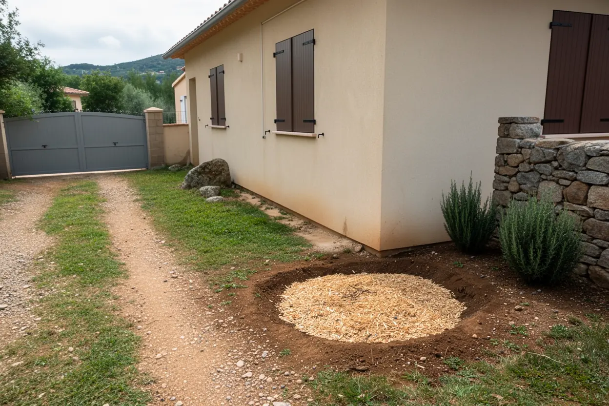 Passage nivelé après rognage de souche à Bastelicaccia