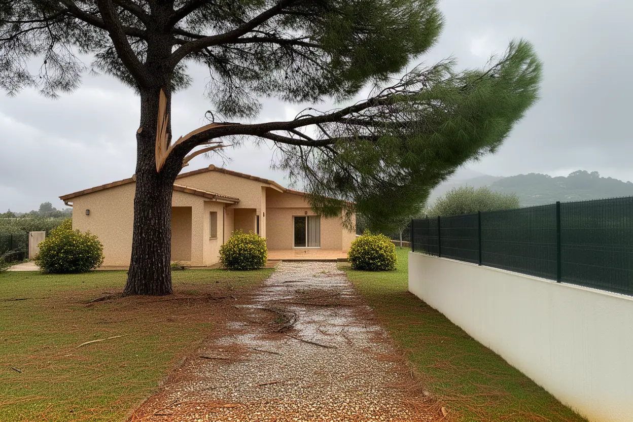 Branche de pin cassée après le vent à Grosseto-Prugna