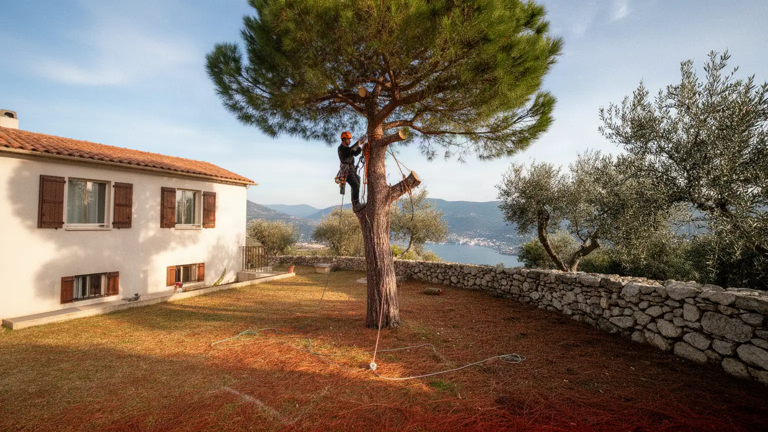 Élagage et abattage d'arbres à Ajaccio : arboriste grimpeur